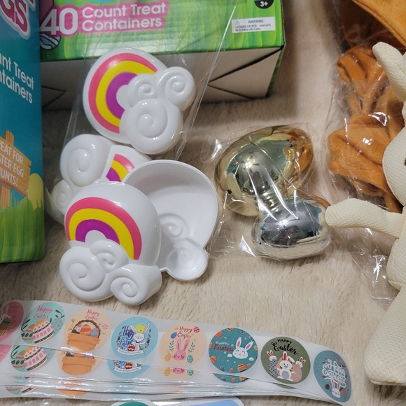 Party Set EASTER EGG HUNT, 12 Rabbit Ear Headband 80 large eggs prize eggs NEW - Picture 3 of 16
